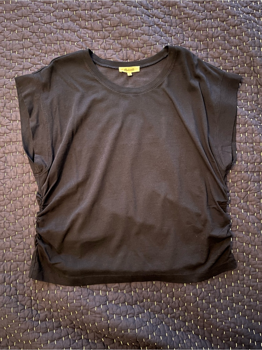 Madewell Navy Relaxed Tee with Side Ruching
